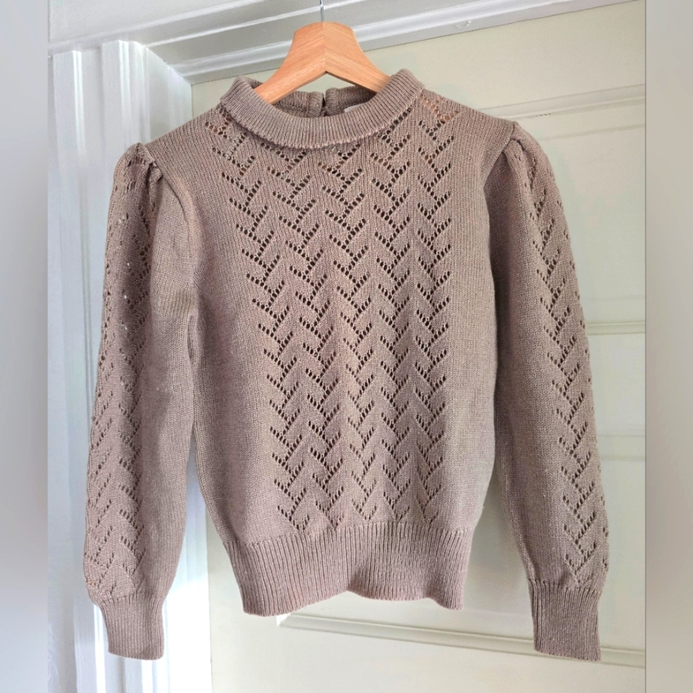 Vintage Elegant Acrylic Tan Sweater - Picture 1 of 7